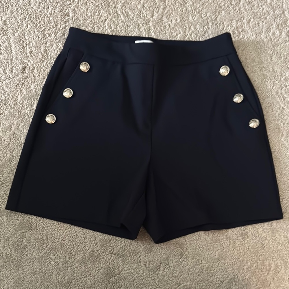 Rachel Zoe Navy High Waist Shorts with Silver Buttons